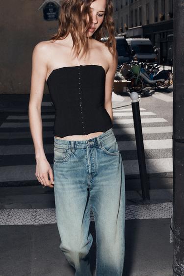 CORSETRY-INSPIRED BANDEAU TOP - Black by Zara