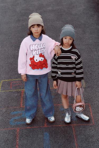 HELLO KITTY © SANRIO STRIPED KNIT SWEATER WITH PATCHES - Navy blue by Zara