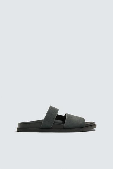 LEATHER STRAPPY SANDALS - Blue by Zara