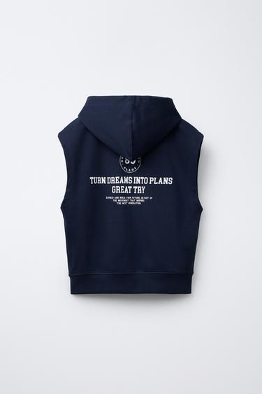 JOGGING HOODIE VEST - Navy blue by Zara