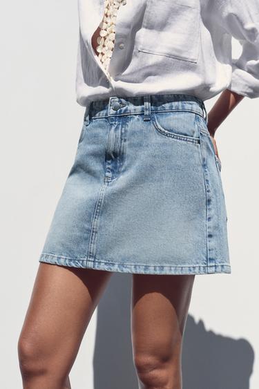 Z1975 DENIM MINI SKIRT - Mid-blue by Zara
