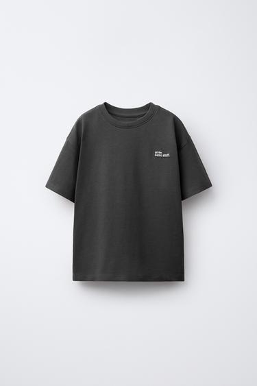 HEAVYWEIGHT EMBROIDERED SLOGAN T-SHIRT - Anthracite grey by Zara