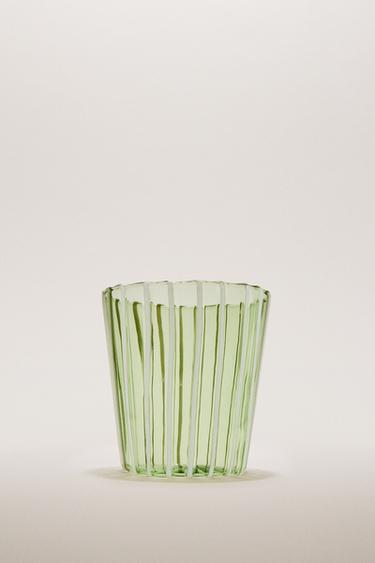 STRIPED BOROSILICATE TUMBLER - Green by Zara