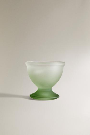 OMBRÉ COLOURED GLASS EGG CUP - Light green by Zara - Image 0