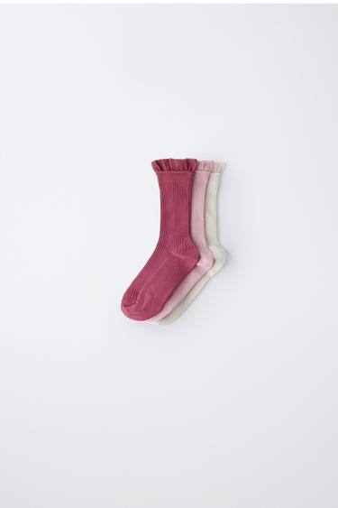 THREE-PACK OF LONG TERRY SOCKS - Pink by Zara