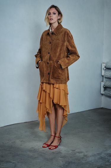 SUEDE LEATHER JACKET ZW COLLECTION LIMITED EDITION - Brown by Zara