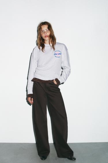 SLOGAN PRINT SWEATSHIRT - Grey marl by Zara