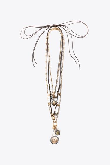 PACK OF 3 CORD, COIN AND CHARM NECKLACES - Gold / Silver by Zara