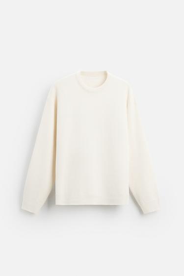 COTTON BLEND SWEATER - Oyster-white by Zara