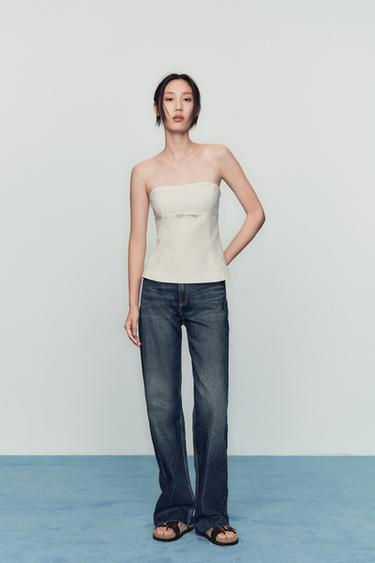 TRF WIDE-LEG HIGH-WAIST FULL LENGTH JEANS - Navy blue by Zara