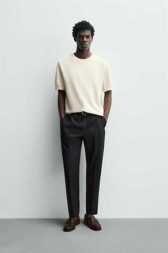RELAXED FIT KNIT T-SHIRT - Oyster-white by Zara - Image 0