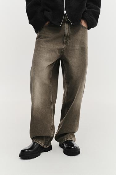 BAGGY FIT JEANS - Khaki by Zara
