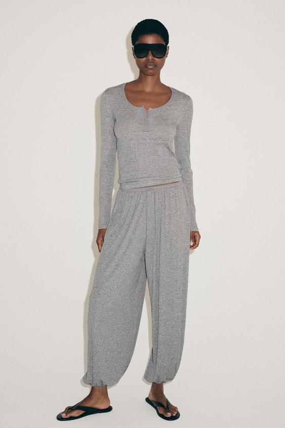 BUTTONED HENLEY T-SHIRT - Grey by Zara - Image 0