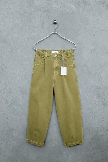 STORIESZ - CANVAS BALLOON TROUSERS - Green by Zara