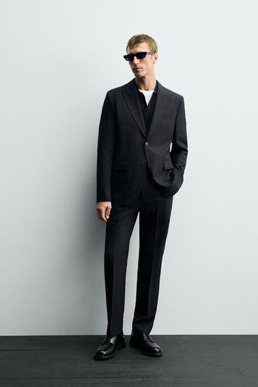HERRINGBONE SUIT BLAZER - Navy blue by Zara - Image 0