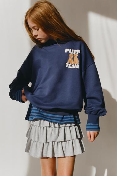 DOG SLOGAN PRINT HOODIE - Blue by Zara