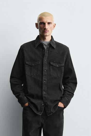 WESTERN DENIM SHIRT - Black by Zara