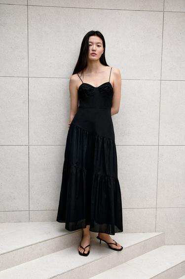 ZW COLLECTION BUSTIER DRESS - Black by Zara