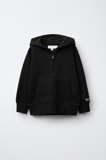 PLUSH ZIP-UP HOODIE - Black by Zara