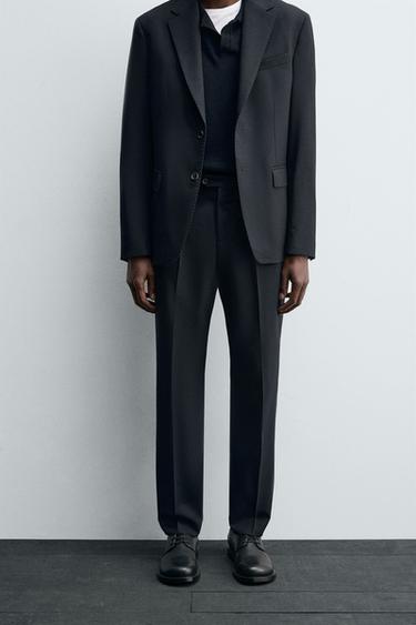 WOOL SUIT TROUSERS - Navy blue by Zara