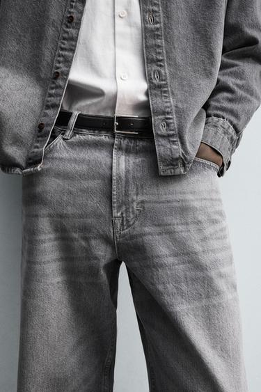 STRAIGHT-LEG JEANS - Grey by Zara