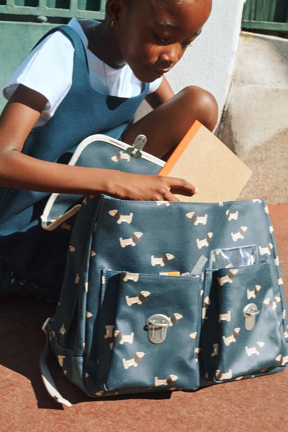 PUPPY PRINT SATCHEL BACKPACK - Blue by Zara - Image 0
