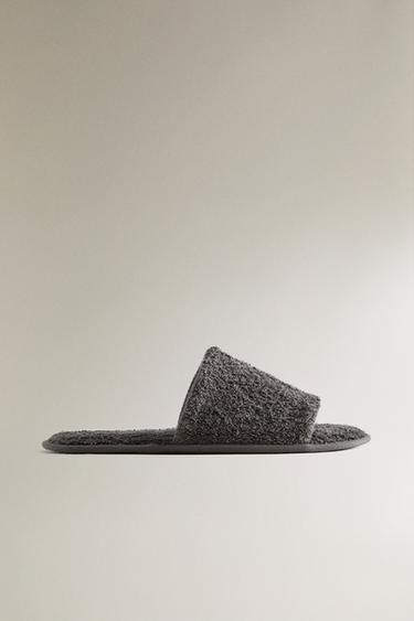 OPEN TERRY BATHROOM SLIPPERS - Dark Grey by Zara