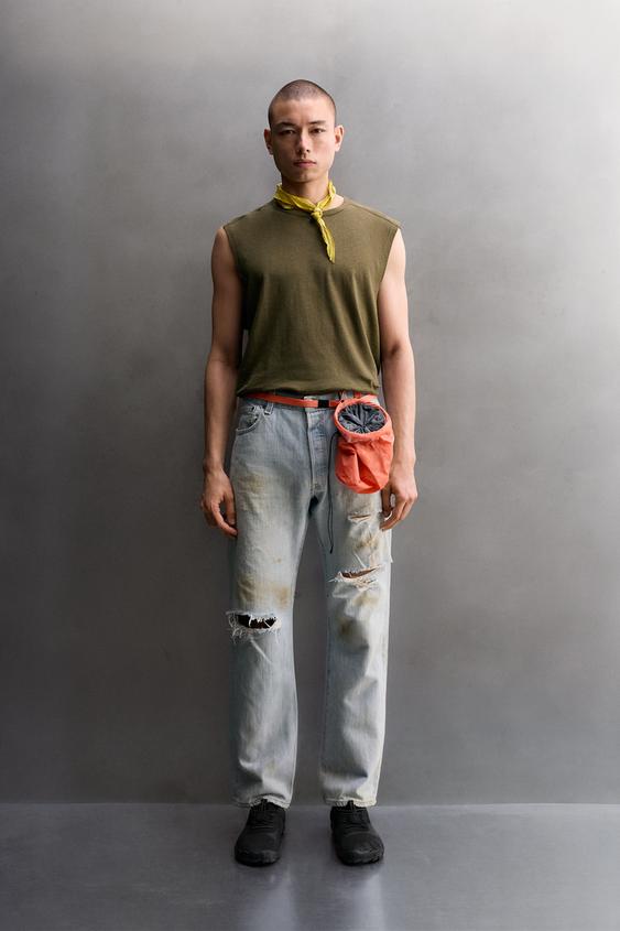 LIGHTWEIGHT LINEN/COTTON TANK TOP - Mid-green by Zara - Image 0