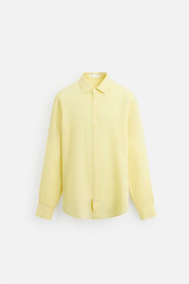 100% LINEN SHIRT - Yellow by Zara