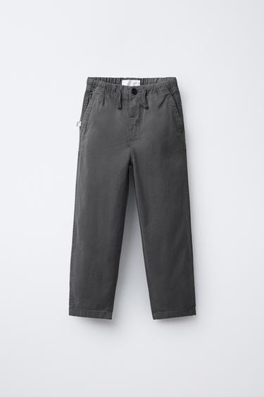 ELASTIC TEXTURED TROUSERS - Blue grey by Zara
