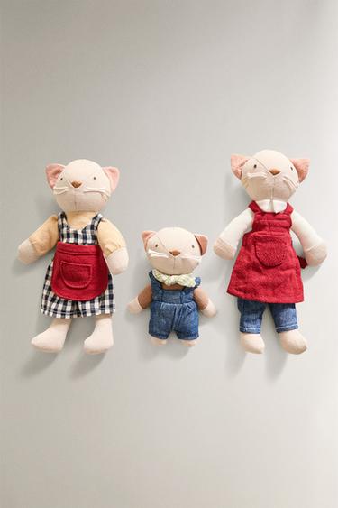CHILDREN'S CAT FAMILY SOFT TOY SET (SET OF 3) - Multicoloured by Zara