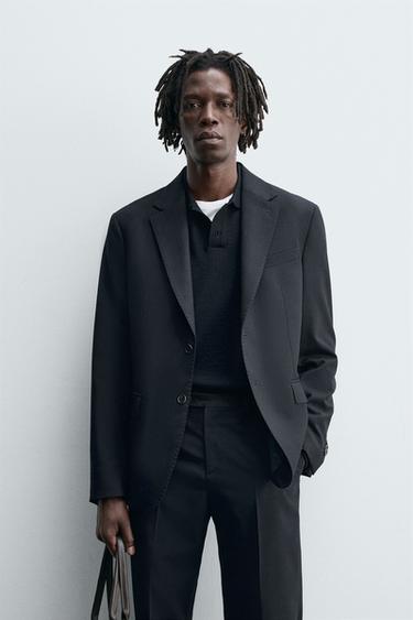 100% WOOL SUIT BLAZER - Navy blue by Zara