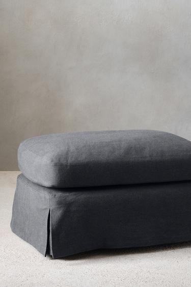 FOOTSTOOL 01 COTTON COVER - Green stripe by Zara - Image 0