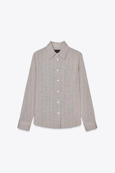 STRIPED ZW COLLECTION SHIRT - Beige-brown by Zara
