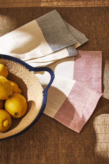 SET OF DYED THREAD TEA TOWELS (SET OF 2) - Blue by Zara