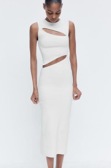 STRETCH CUT OUT MIDI DRESS - White by Zara - Image 0