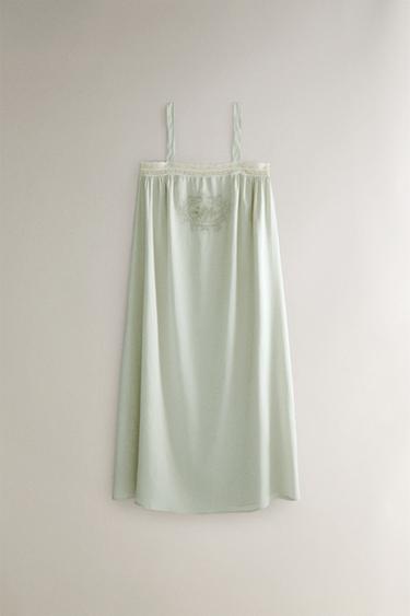OPENWORK SATEEN NIGHTDRESS - Sea green by Zara