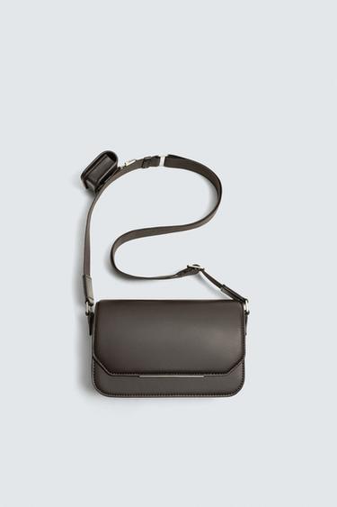 PLAIN CROSSBODY BAG WITH FLAP - Brown by Zara