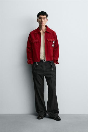 BOXY FIT CORDUROY OVERSHIRT - Red by Zara - Image 0