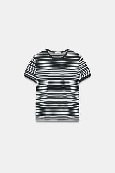 ZA STRIPED T-SHIRT - blue/black by Zara