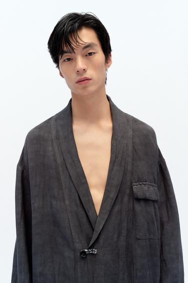 CREASED LINEN - VISCOSE TRENCH COAT X FANGLU LIN - Charcoal by Zara