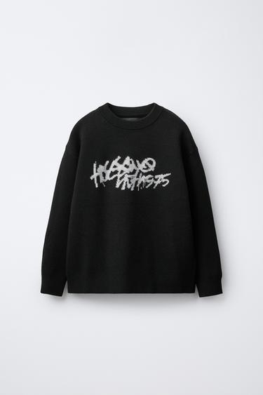 GRAFFITI KNIT SWEATER - Black by Zara