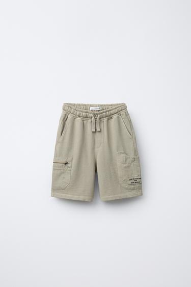 CARGO WASHED-EFFECT BERMUDA SHORTS - washed green by Zara - Image 0