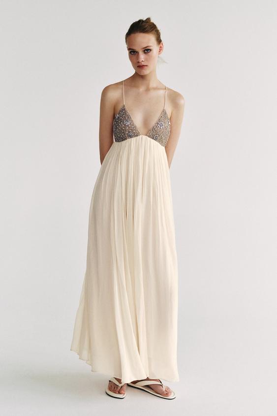 ZW COLLECTION MIDI BEADED DRESS - Ecru by Zara - Image 0