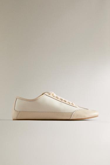 LEATHER SNEAKERS - Beige by Zara