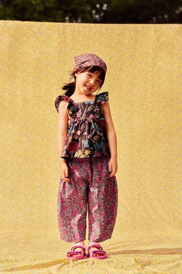 FLORAL PRINT TOP MADE WITH LIBERTY FABRIC - Aubergine by Zara