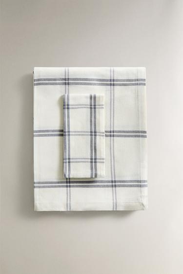CHECK COTTON TABLECLOTH - Blue / Grey by Zara