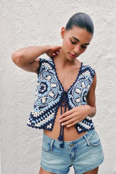 CROCHET KNIT VEST - Multicoloured by Zara