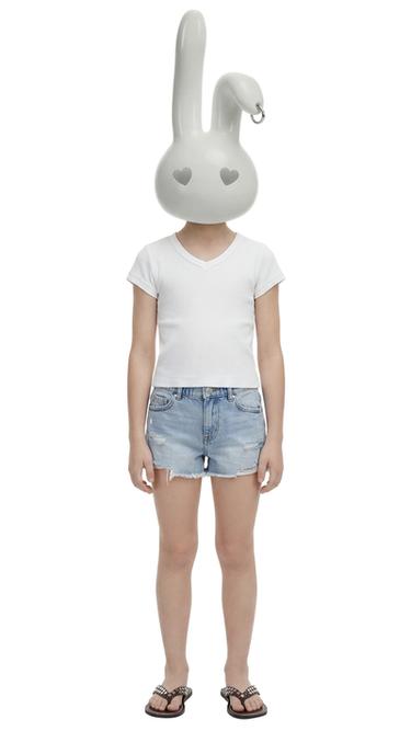 RIBBED V-NECK T-SHIRT - White by Zara