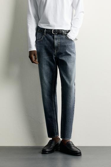 SLIM CROPPED FIT JEANS - Navy blue by Zara